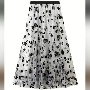 NWOT Chicwish Black Floral Maxi Skirt